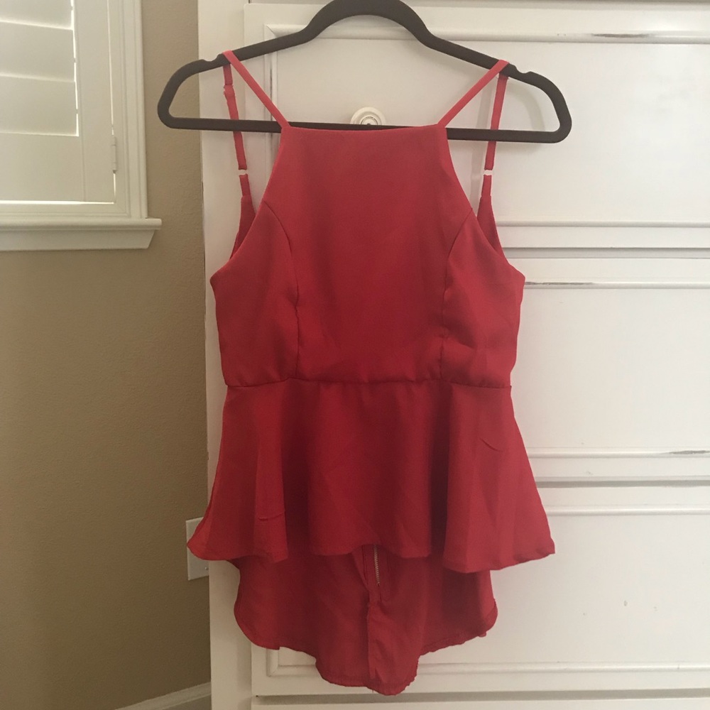 Yoins Red Hi/Low Peplum Top Size M